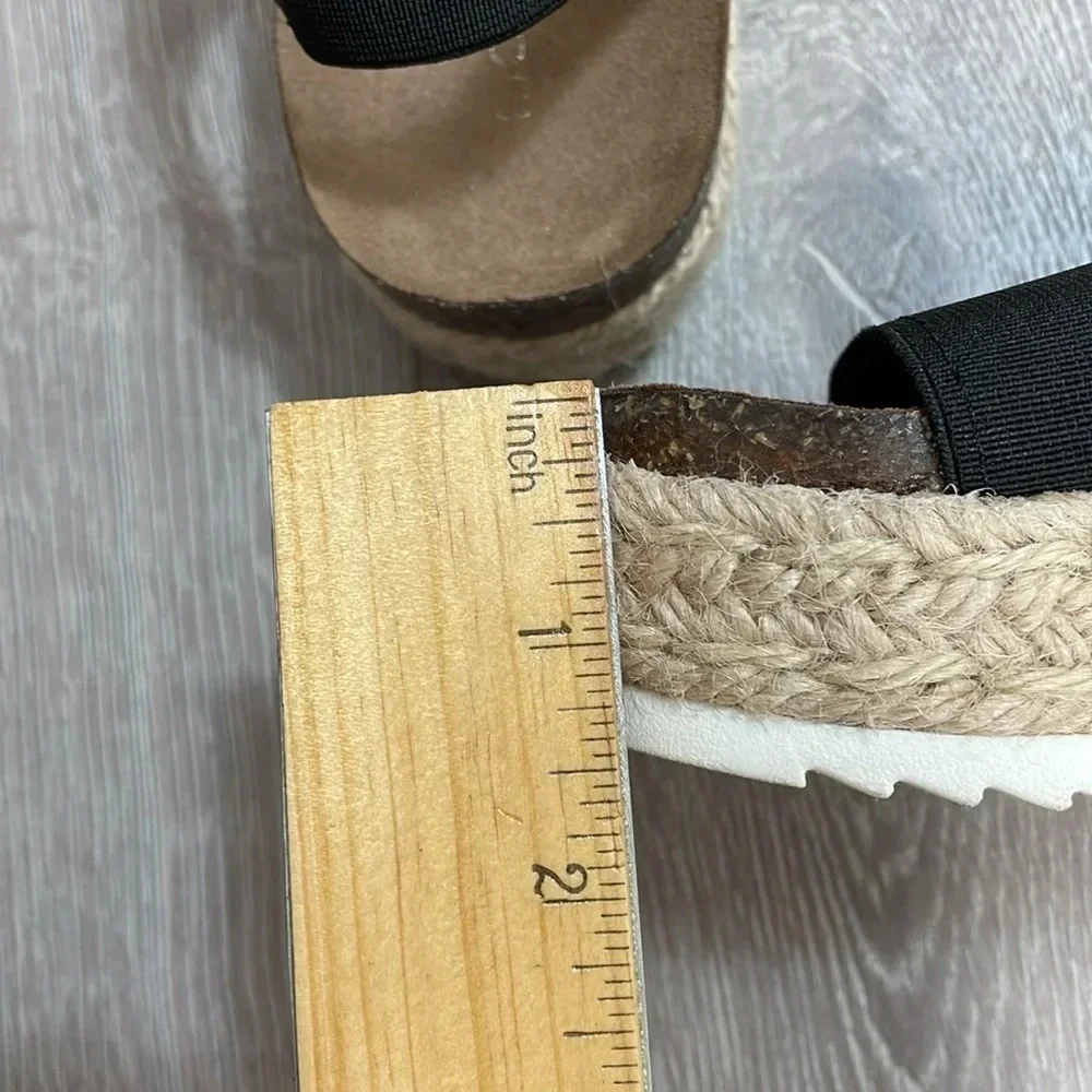 Madden Girl Crispp Espadrille Platform Sandal Black Strappy 6.5M